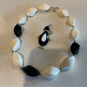 VTG 80s Twisted Taffy Necklace & Chilly Willy Penguin Brooch Trifari Prototype